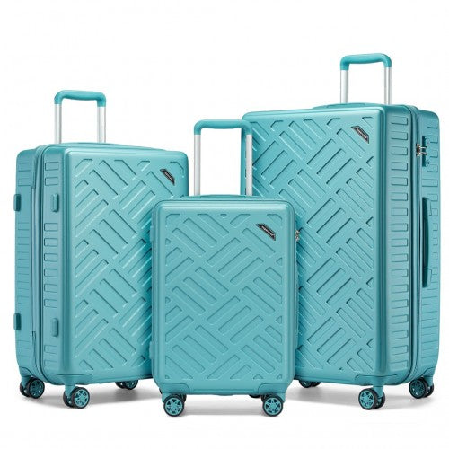 Supercase 3-Piece Sleek Geometric Pattern Hard Shell ABS+PC Suitcase Set with TSA Lock For Effortless Travel - Blue