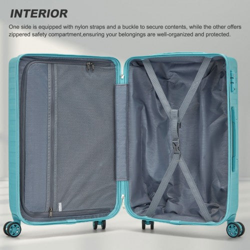 Supercase 3-Piece Sleek Geometric Pattern Hard Shell ABS+PC Suitcase Set with TSA Lock For Effortless Travel - Blue