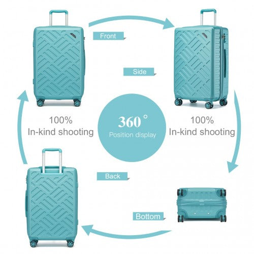 Supercase 3-Piece Sleek Geometric Pattern Hard Shell ABS+PC Suitcase Set with TSA Lock For Effortless Travel - Blue