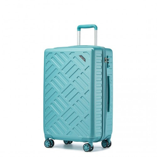 Supercase 3-Piece Sleek Geometric Pattern Hard Shell ABS+PC Suitcase Set with TSA Lock For Effortless Travel - Blue