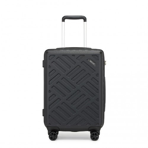 Supercase 20 Inch Sleek Geometric Pattern Hard Shell ABS+PC Cabin Carry-On Suitcase with TSA Lock - Black