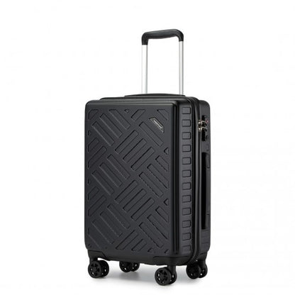 Supercase 20 Inch Sleek Geometric Pattern Hard Shell ABS+PC Cabin Carry-On Suitcase with TSA Lock - Black