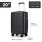 Supercase 20 Inch Sleek Geometric Pattern Hard Shell ABS+PC Cabin Carry-On Suitcase with TSA Lock - Black