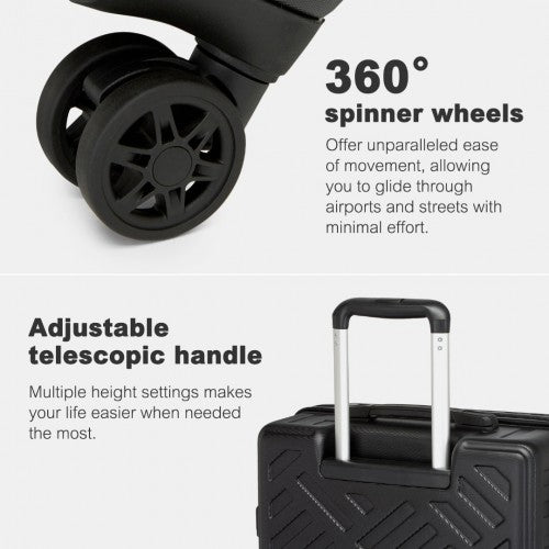 Supercase 28 Inch Sleek Geometric Pattern Hard Shell ABS+PC Check-In Suitcase with TSA Lock for Effortless Travel - Black