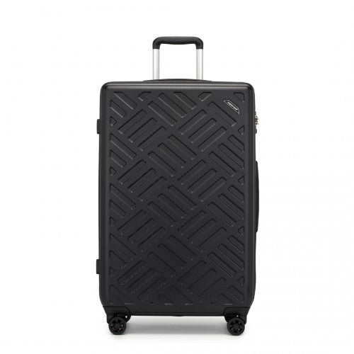 Supercase 28 Inch Sleek Geometric Pattern Hard Shell ABS+PC Check-In Suitcase with TSA Lock for Effortless Travel - Black