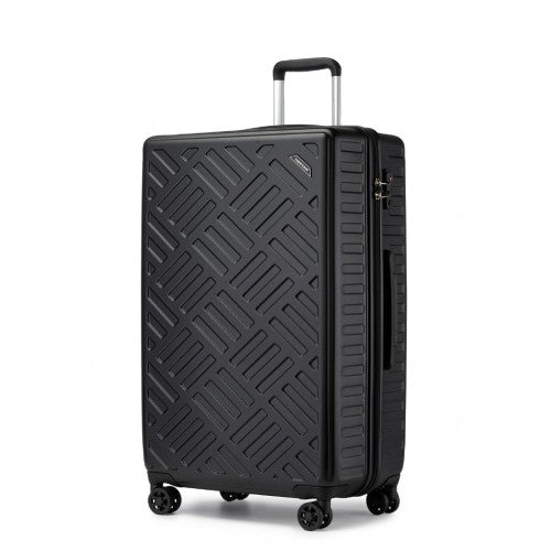 Supercase 28 Inch Sleek Geometric Pattern Hard Shell ABS+PC Check-In Suitcase with TSA Lock for Effortless Travel - Black