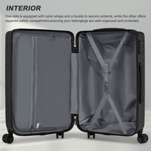 Supercase 28 Inch Sleek Geometric Pattern Hard Shell ABS+PC Check-In Suitcase with TSA Lock for Effortless Travel - Black