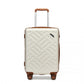 Supercase 20 Inch Sleek Geometric Pattern Hard Shell ABS+PC Cabin Carry-On Suitcase with TSA Lock - Cream And Brown