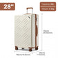 Supercase 28 Inch Sleek Geometric Pattern Hard Shell ABS+PC Check-In Suitcase with TSA Lock for Effortless Travel - Cream / Brown