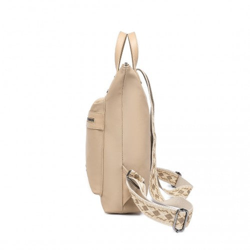 Miss Lulu Signature Style Backpack With Unique Details - Khaki