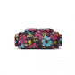 Kono Versatile Multi-Pocket Travel Bag with Adjustable Detachable Strap and Flower Print - Black