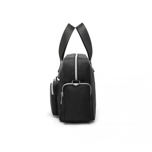 Kono Versatile Multi-Pocket Travel Bag with Adjustable Detachable Strap - Black