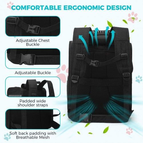 Dogat Foldable And Durable Pet Backpack Carrier Travel Bag for Cats and Small Dogs - Black