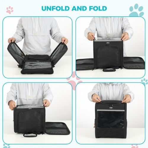 Dogat Foldable And Durable Pet Backpack Carrier Travel Bag for Cats and Small Dogs - Black