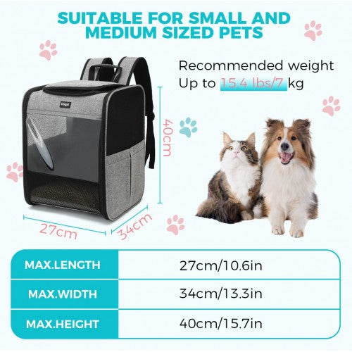 Dogat Foldable And Durable Pet Backpack Carrier Travel Bag for Cats and Small Dogs - Grey