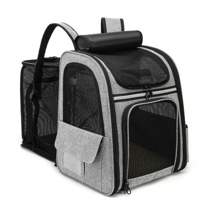 Dogat Expandable And Foldable Pet Backpack Carrier with Ventilated Mesh Windows Comfortable & Secure Design - Grey