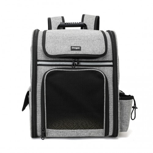 Dogat Expandable And Foldable Pet Backpack Carrier with Ventilated Mesh Windows Comfortable & Secure Design - Grey