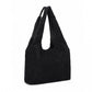 Miss Lulu Reversible Corduroy Shoulder Bag with Spacious Interior - Black