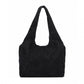 Miss Lulu Reversible Corduroy Shoulder Bag with Spacious Interior - Black