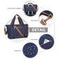 Kono Lightweight Waterproof Weekender Tote Bag Foldable Cabin Flight Duffel Ideal for Underseat Carry-On Travel - Navy/Brown