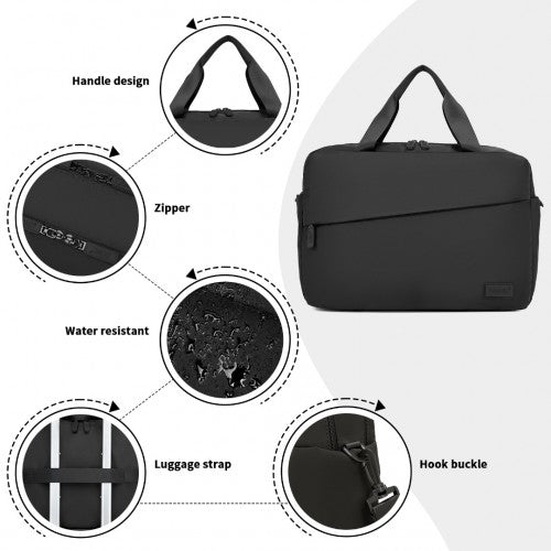 Kono Water-Resistant Travel Bag with Laptop Sleeve Multi-Functional Tote for Business and Weekend Large Capacity for Men and Women - Black