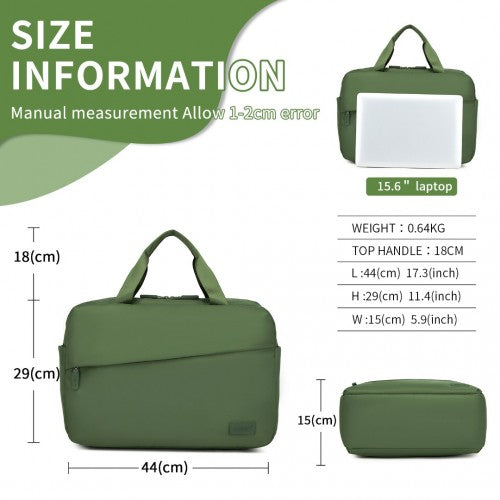 Kono Water-Resistant Travel Bag with Laptop Sleeve Multi-Functional Tote for Business and Weekend Large Capacity for Men and Women - Green