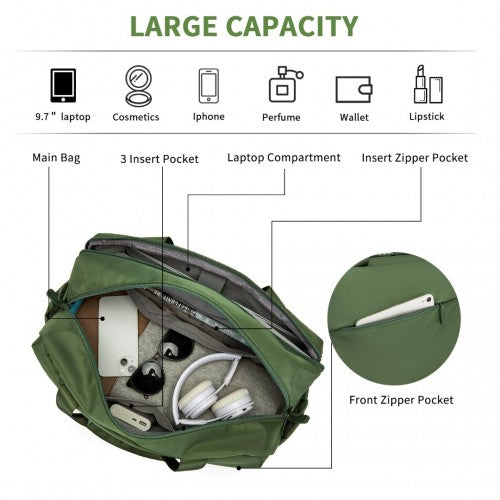 Kono Water-Resistant Travel Bag with Laptop Sleeve Multi-Functional Tote for Business and Weekend Large Capacity for Men and Women - Green