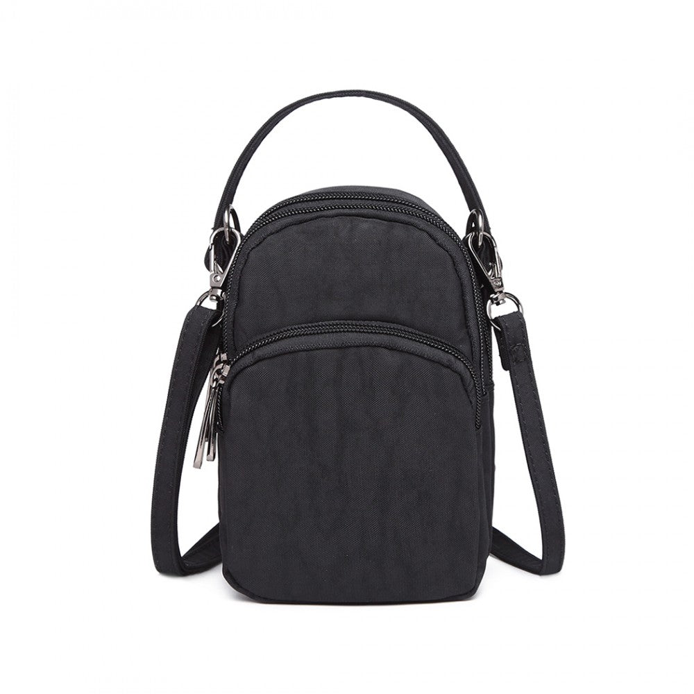 Kono Compact Multi Compartment Cross Body Bag - Black