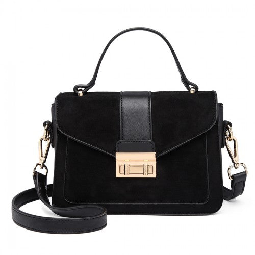 Miss Lulu Matte Leather Midi Handbag - Black