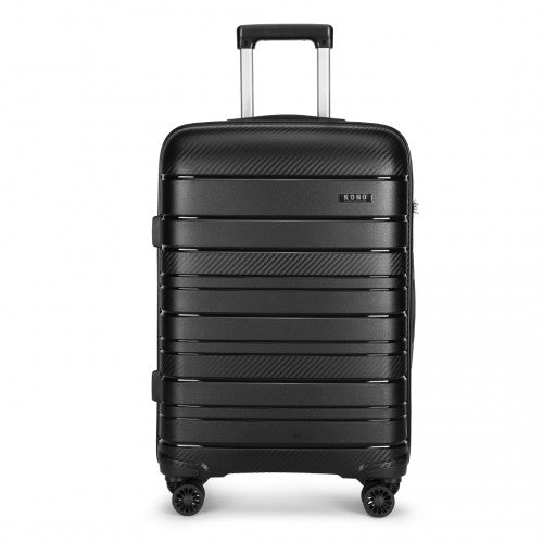 Kono 20 Inch Multi Texture Hard Shell PP Suitcase - Classic Collection - Black