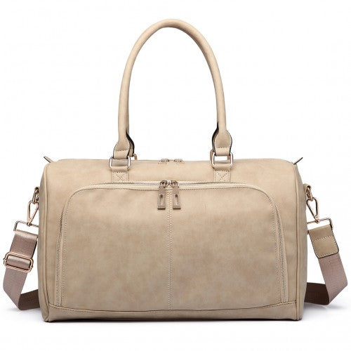 Miss Lulu Leather Look Maternity Changing Shoulder Bag Beige