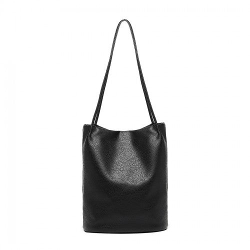 Miss Lulu Large Bucket Shoulder Bag - Black