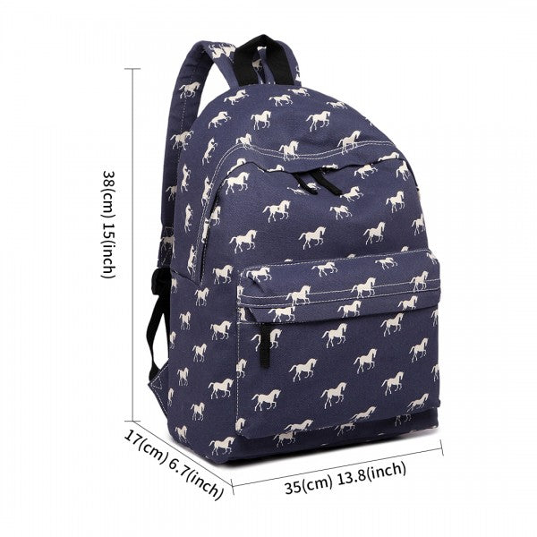 Miss Lulu Large Backpack Horse Navy