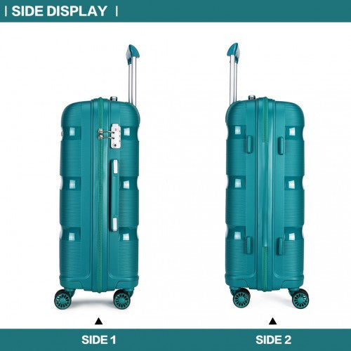 Kono 20 Inch Cabin Size Bright Hard Shell PpPSuitcase - Classic Collection - Blue/Green