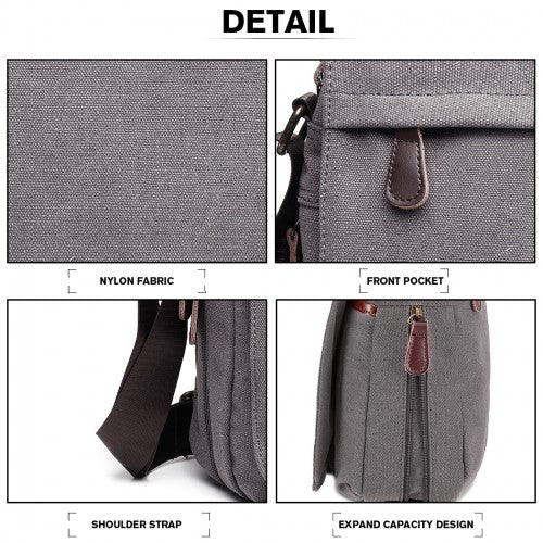 Kono Classic Expanding Messenger Bag - Grey