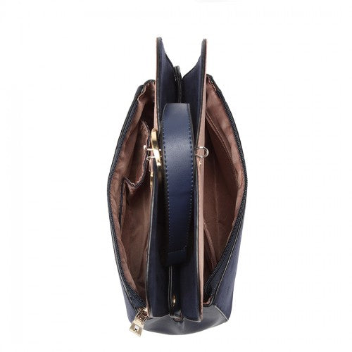 Miss Lulu Stylish Ladies Leather Handbag Shoulder Bag - Navy