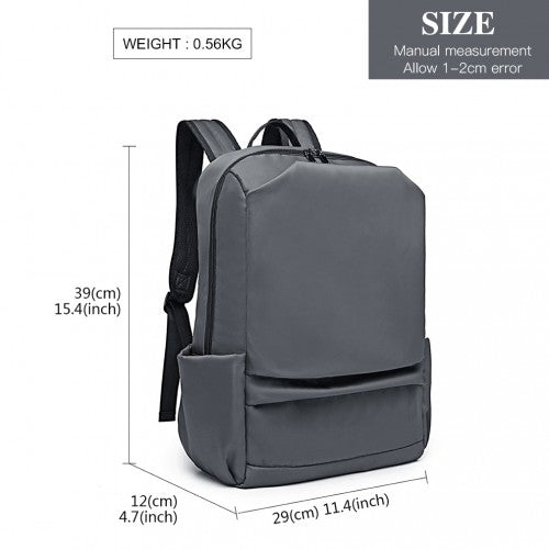 Kono Water Resistant Travel Backpack With USB Charging Port - Grey