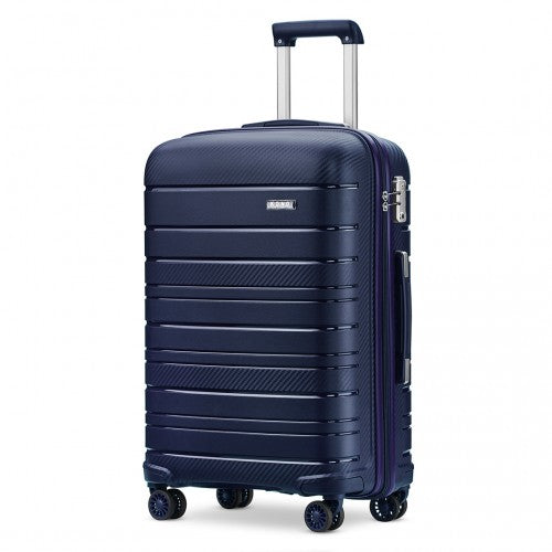 Kono 24 Inch Multi Texture Hard Shell Pp Suitcase - Classic Collection - Navy