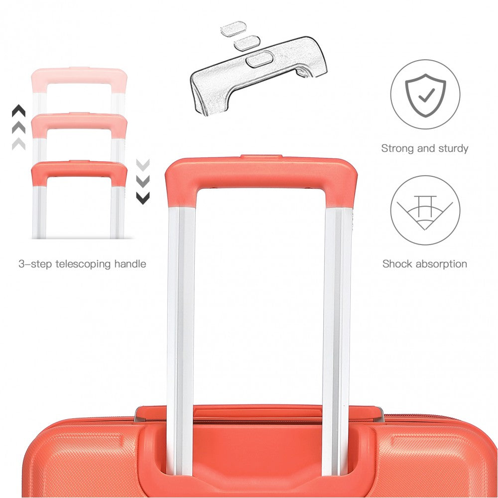 Kono Abs 4 Wheel Suitcase Set With Vanity Case - Coral