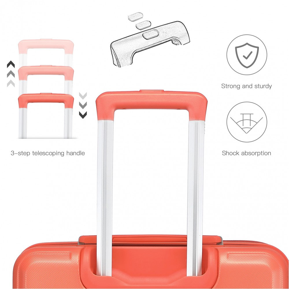 Kono ABS 20 Inch Sculpted Horizontal Design Cabin Luggage - Coral