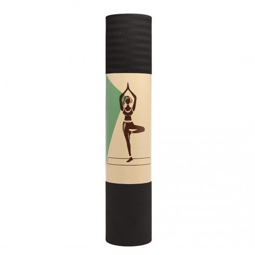 Kono TPE Non-Slip Classic Yoga Mat - Black & Green