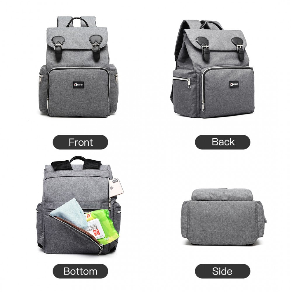 Kono Travel Baby Changing Backpack With USB Charging Interface - Grey