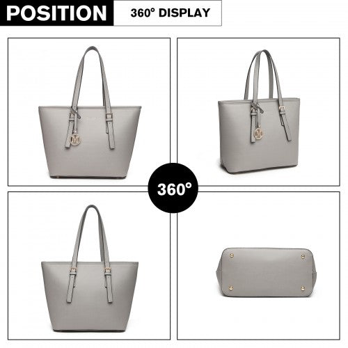 Miss Lulu Minimalist Tote Handbag Structured - Grey