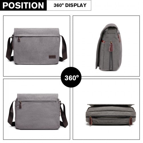 Kono Classic Expanding Messenger Bag - Grey