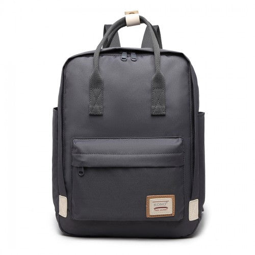 Kono Large Polyester Laptop Backpack - Grey