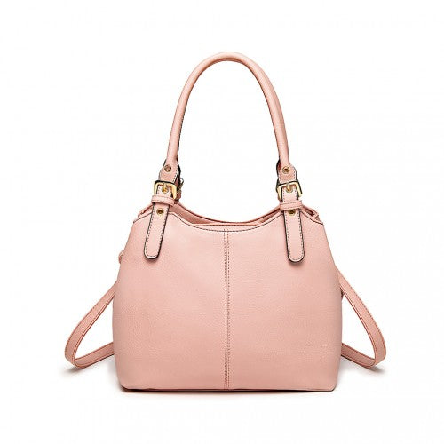 Miss Lulu Multi Compartment Shoulder Bag - Pink