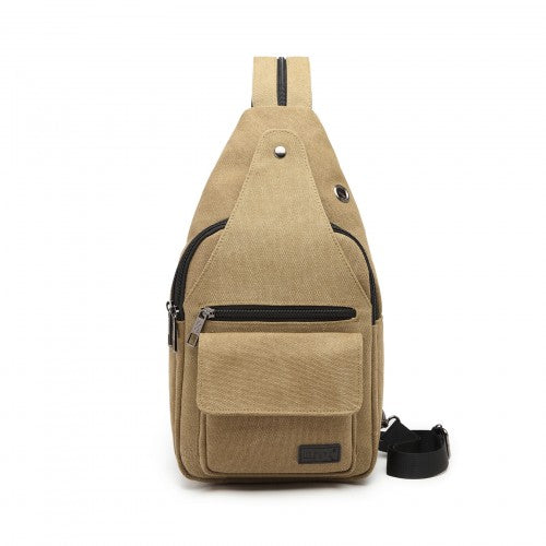 Kono Casual Canvas Single Strap Sling Backpack - Khaki