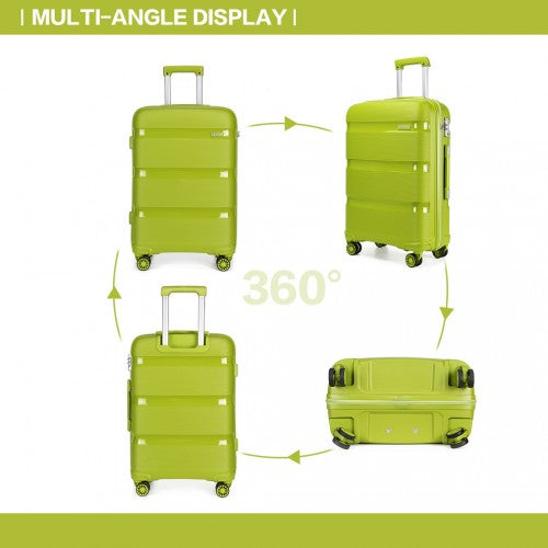 Kono 20 Inch Bright Hard Shell PP Suitcase - Classic Collection - Green