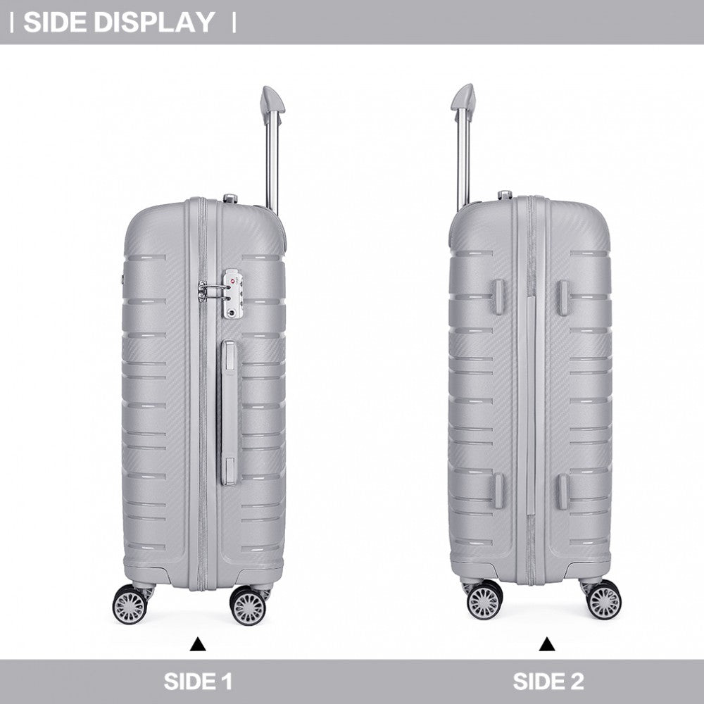 Kono 28 Inch Multi Texture Hard Shell Pp Suitcase - Classic Collection - Grey