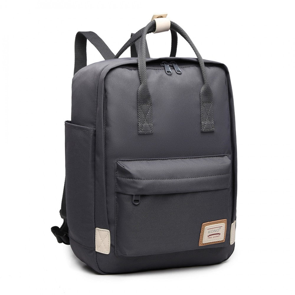 Kono Large Polyester Laptop Backpack - Grey